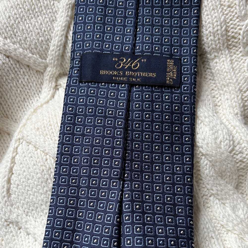 Brooks Brothers 346 Blue Silk Tie with Square Pattern